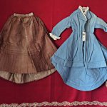 Музей!Кукольный РУССКИЙ!!! модный костюм, 1870 г, тонкая шерсть, вощёный шелк.Этикетка.