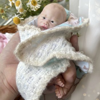 Миниреборн Лука 🩵 Миниатюрная кукла младенец из полимерной глины