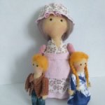 Семья текстильных кукол - бабушка и внуки