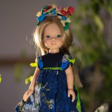 Синее платье для куклы Паола Рейна