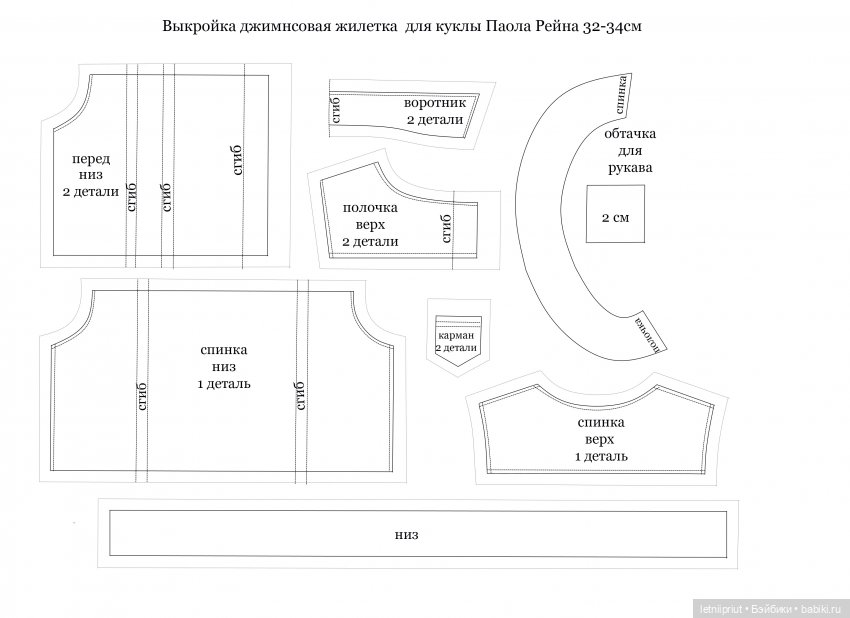Выкройка джинсовый пиджак для куклы Paola Reina (фото 4)