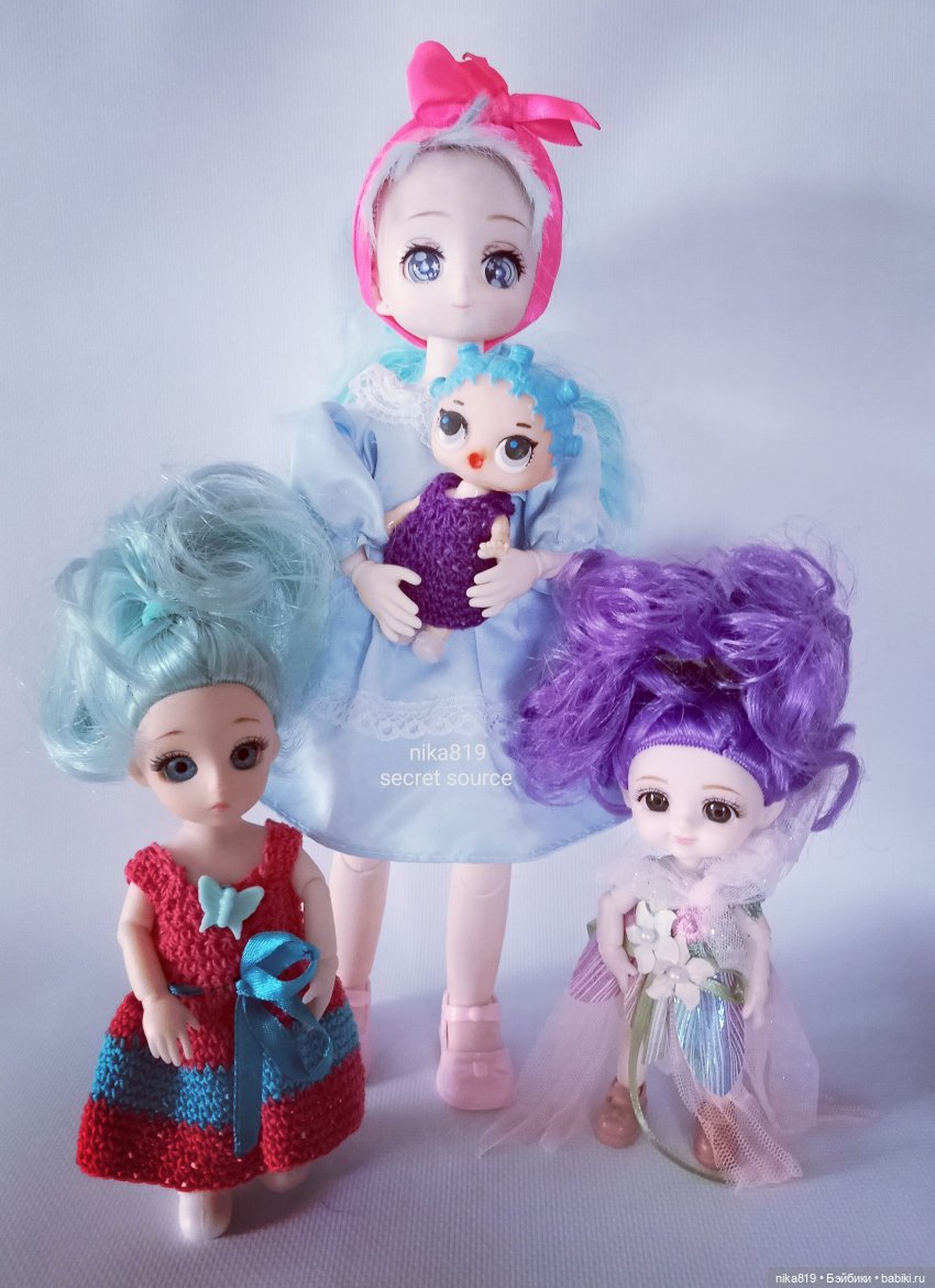 Куклы с голубыми и сиреневыми волосами (фото 6)
