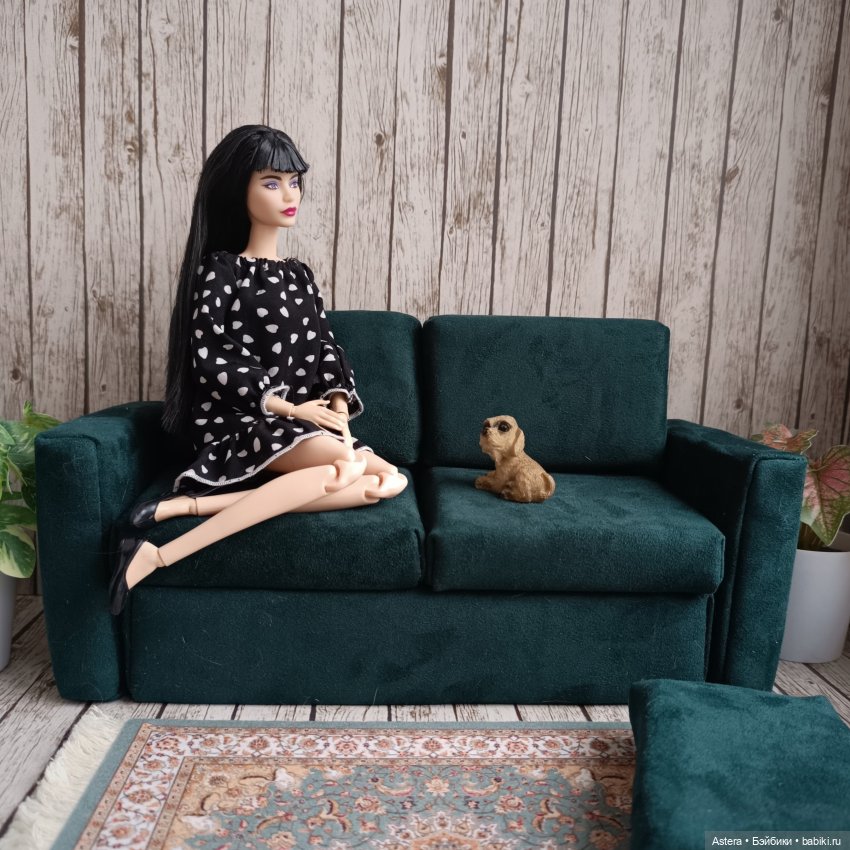 Зеленый диван — Мебель для кукол и домиков: фото