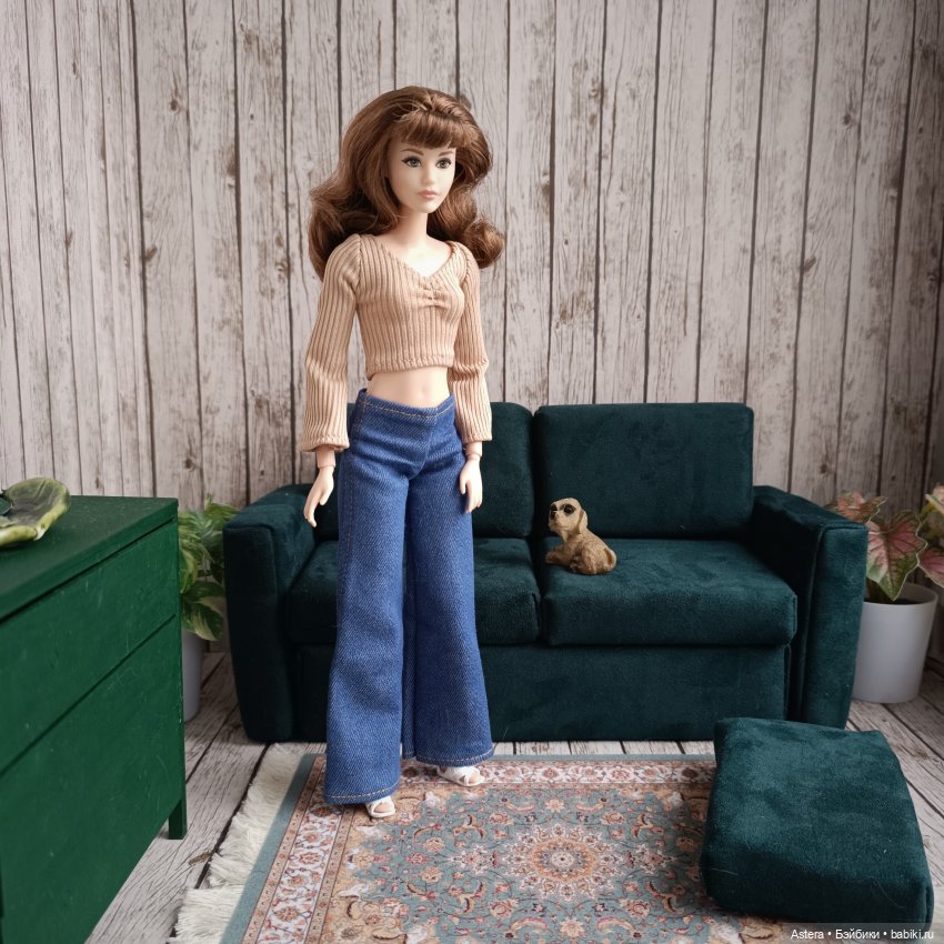 Зеленый диван — Мебель для кукол и домиков: фото