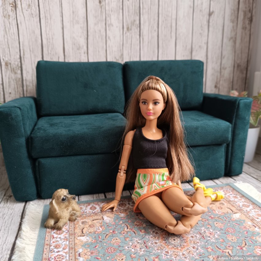 Зеленый диван — Мебель для кукол и домиков: фото