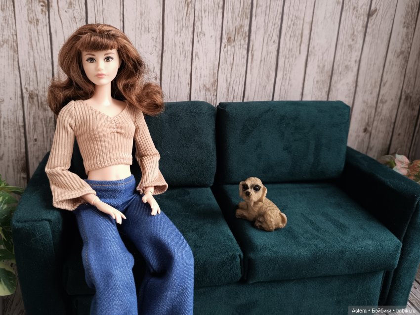 Зеленый диван — Мебель для кукол и домиков: фото