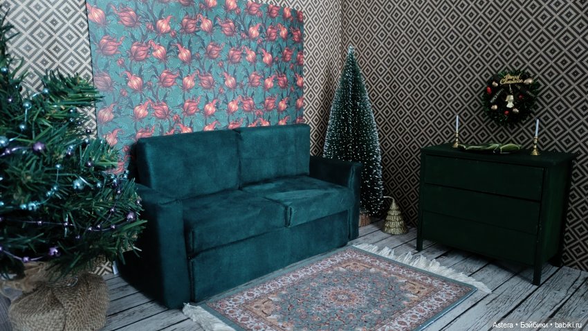 Зеленый диван — Мебель для кукол и домиков: фото (фото 4)