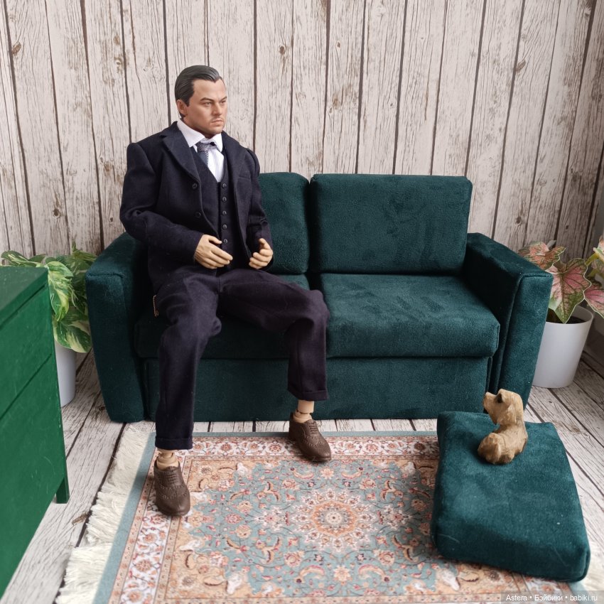 Зеленый диван — Мебель для кукол и домиков: фото