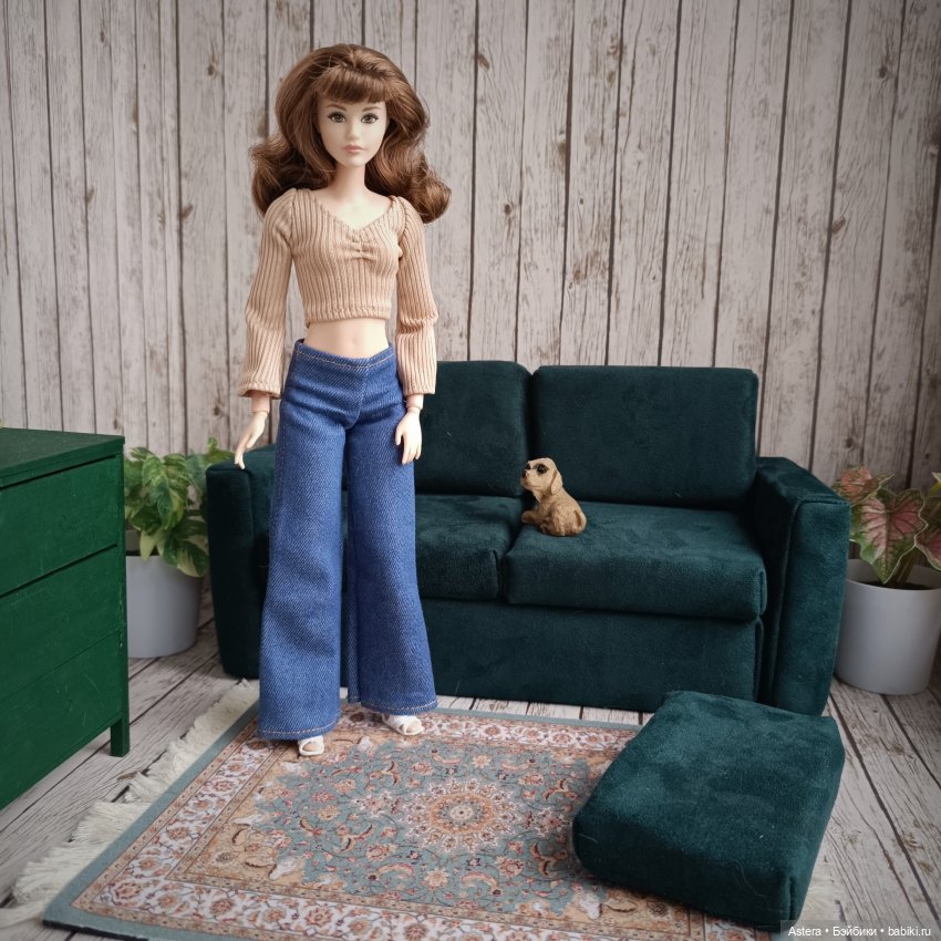 Зеленый диван — Мебель для кукол и домиков: фото