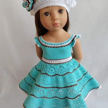 Комплект: платье, берет, подъюбник для Готц 48-50 см