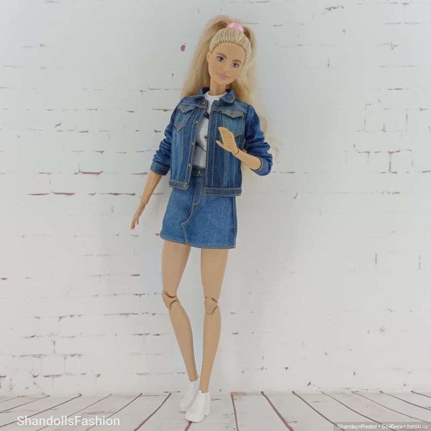 Джинсовый костюм на высокую Барби