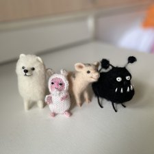 Животные для кукол валянные свинка шпиц собака