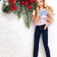 Комплект одежды для Барби (джинсы, кофта)