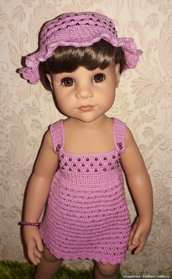 "Розовая нежность 2" Панамка для куклы Готц 50см
