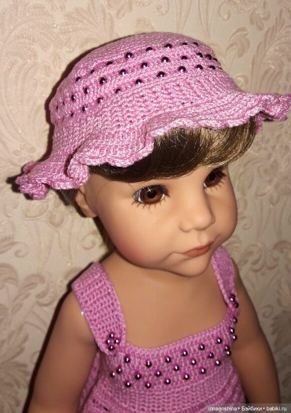 "Розовая нежность 2" Панамка для куклы Готц 50см (фото 8)