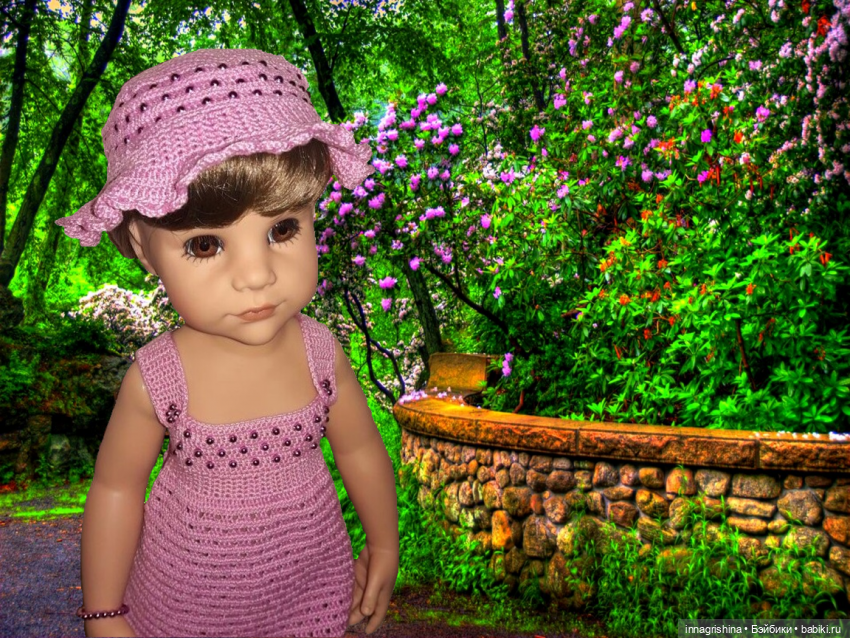 "Розовая нежность 2" Панамка для куклы Готц 50см (фото 9)