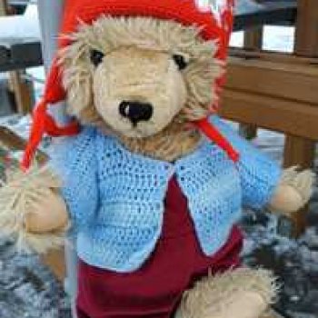 Медведь на детской площадке.