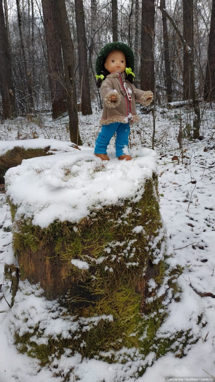 Новая дублёнка Юляшки. Первый ноябрьский снег. Прогулка в любимом лесу