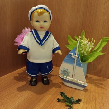 Бескозырка белая, в полоску воротник ⚓