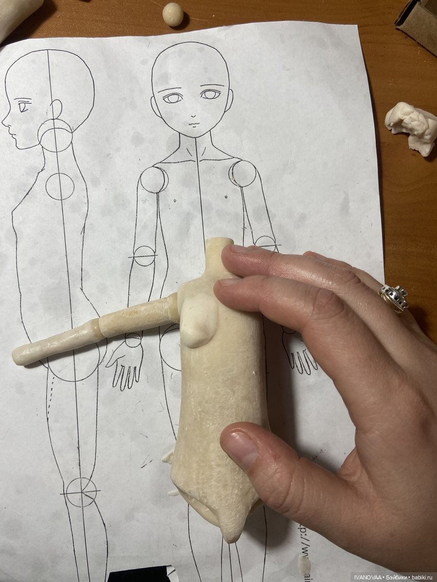 Создание шарнирной куклы - День 18, 19. Лепим локти - Мысли о голове