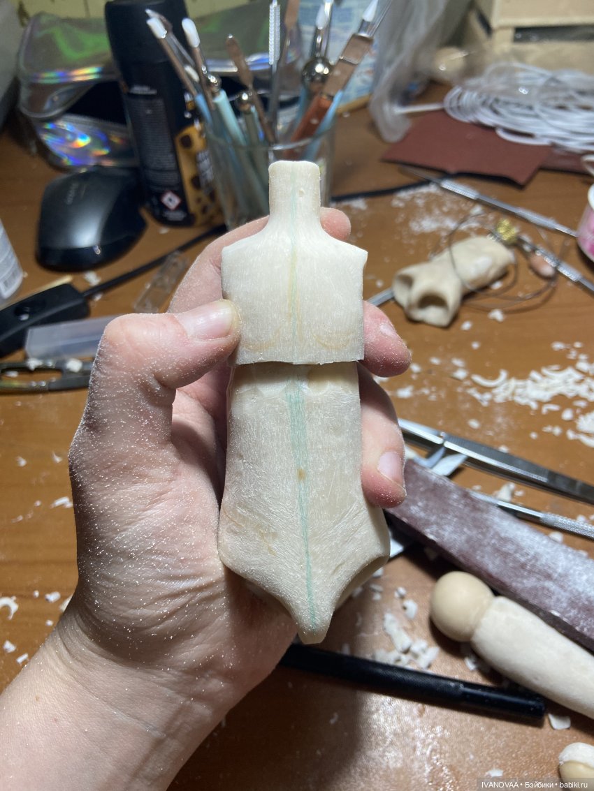 Создание шарнирной куклы - День 23 - Болтовня о спорте и шлифовка. Расчленяем тело (фото 5)