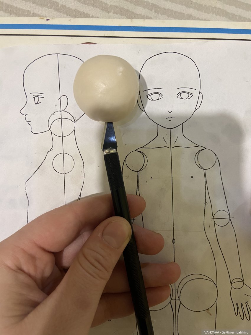 Создание шарнирной куклы. День 26. Передо мной в пакете Дикси лежит отрезанная голова (фото 2)