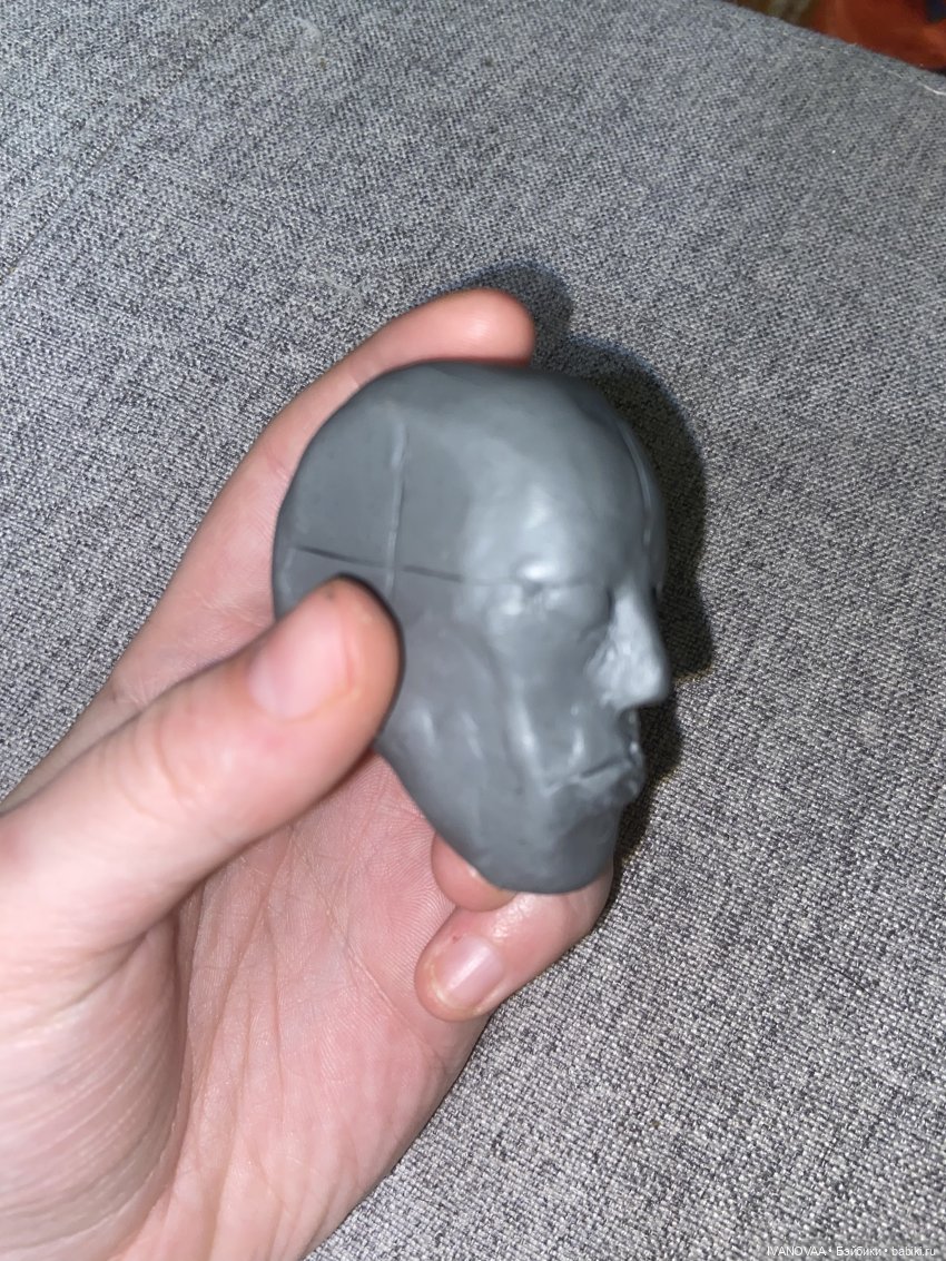 Создание шарнирной куклы. День 33. Лепим голову из скульптурного пластилина (фото 7)