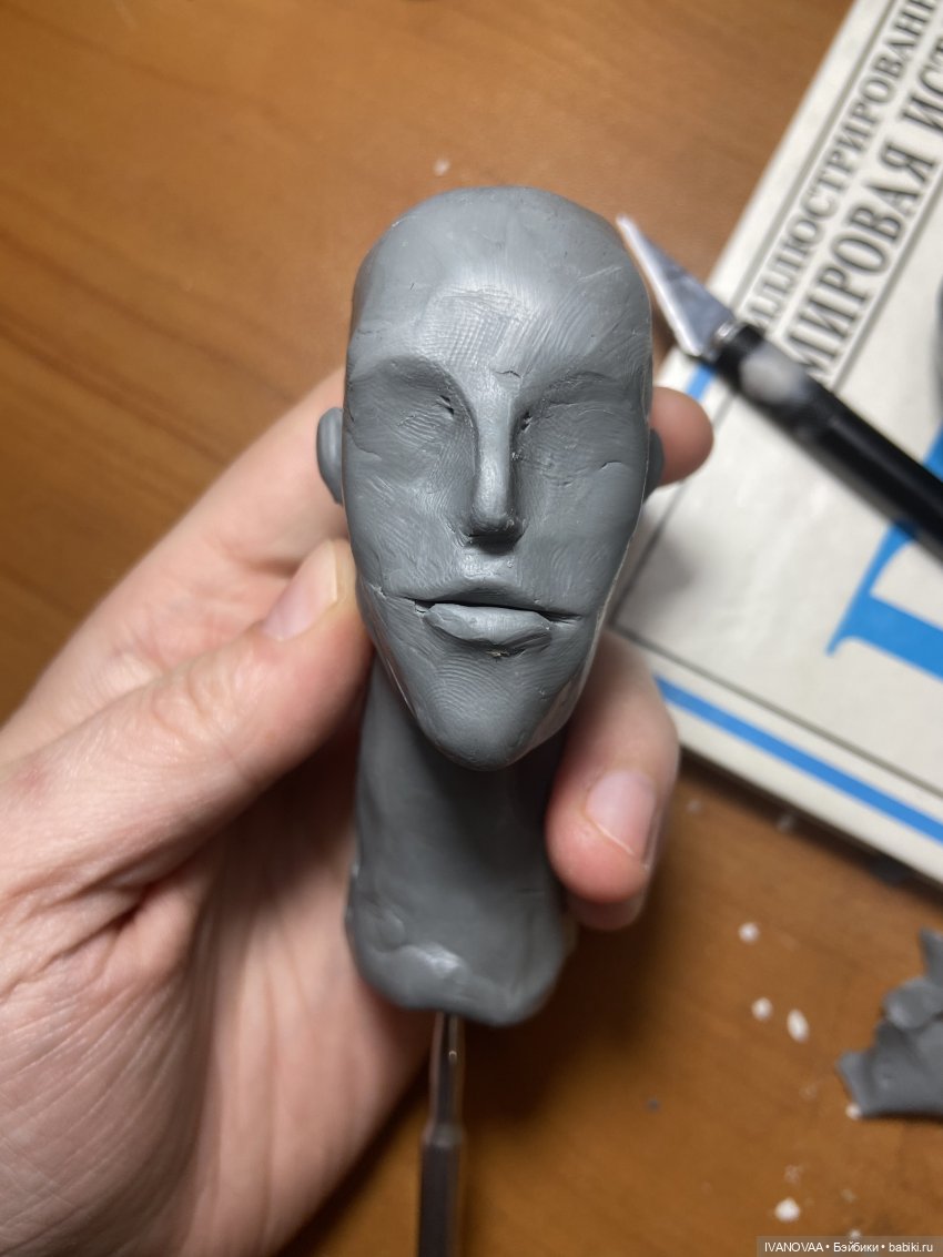 Создание шарнирной куклы. День 34. Губы получились!!! Долепливаем обрубовочную голову из пластелина | Бэйбики Создание шарнирной куклы. День 34. Губы получились!!! Долепливаем обрубовочную голову из пластелина (фото 3)