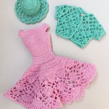 Вязаный комплект(платье,болеро,шляпа)