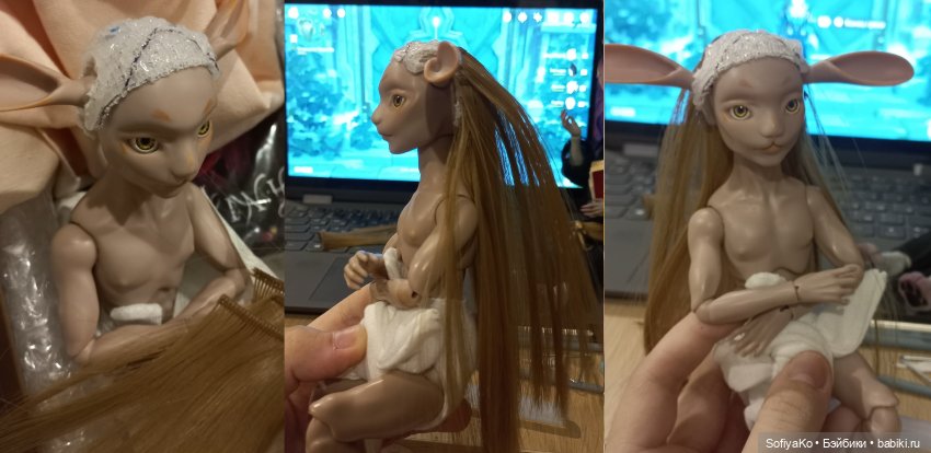 Процесс создания парика.