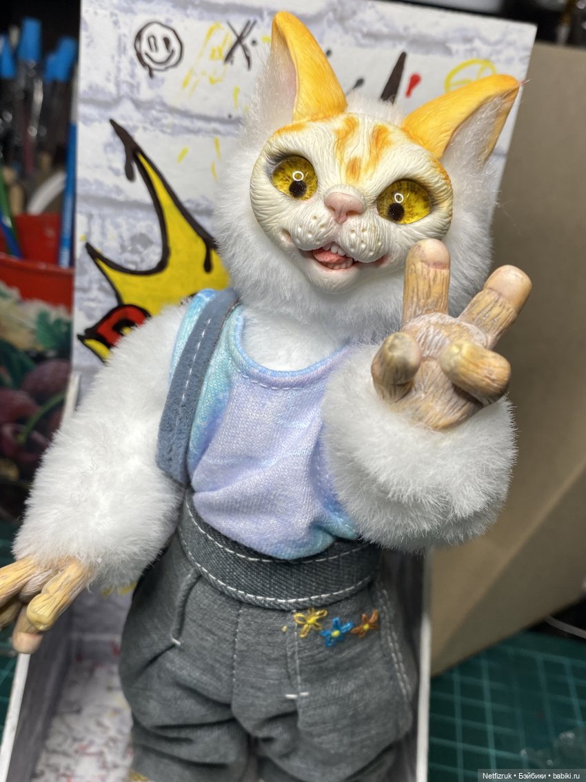 Хитрая милаха — Игрушки в смешанной технике (мех и глина): Арт (фото 2)