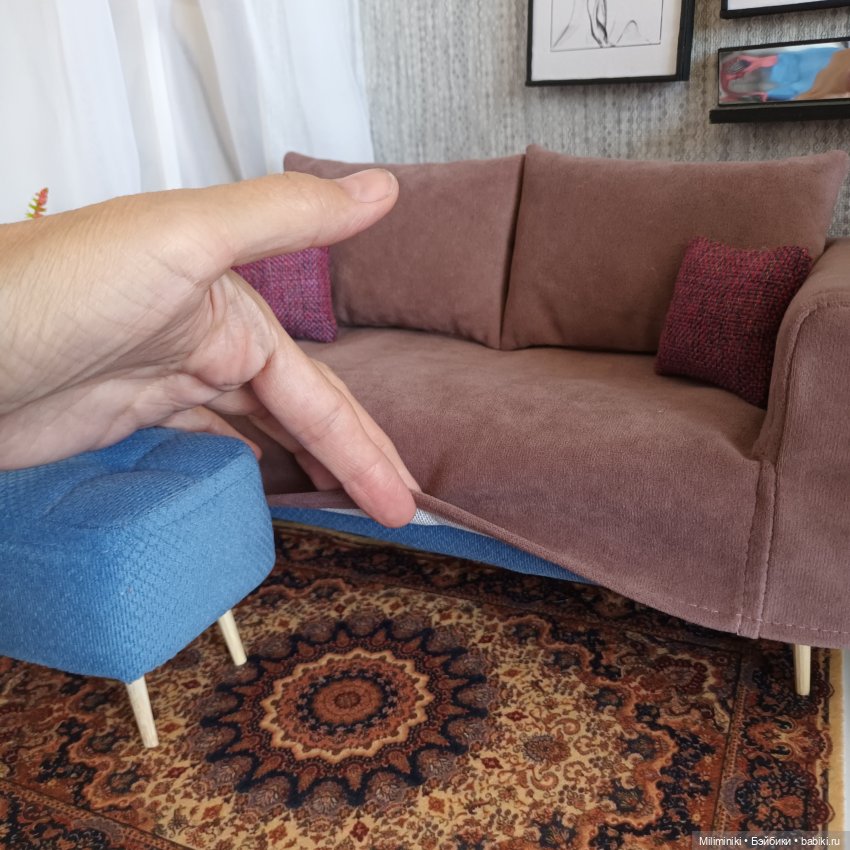 Miliminiki - ну а это кукольный диван барби со съемным чехлом, чтобы в любое время можно было изменить интерьер кукольного домика