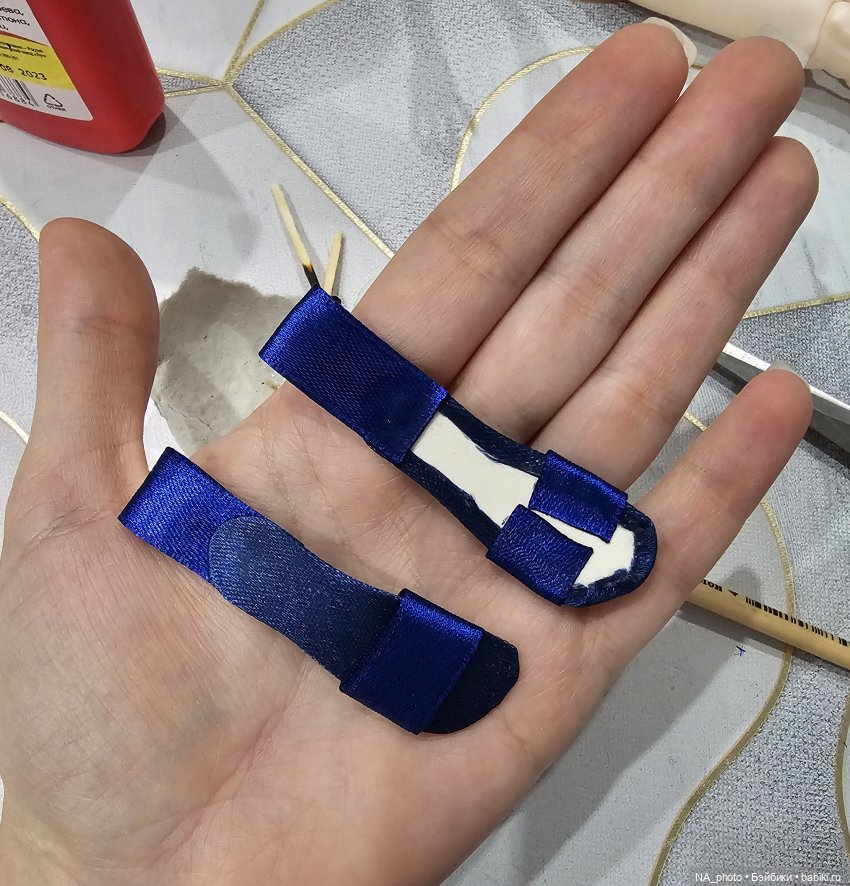 Балетки для куклы, летние сандалии на ленте (фото 5)