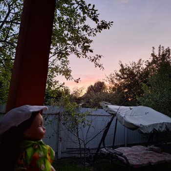 Светочка  любуется закатом.