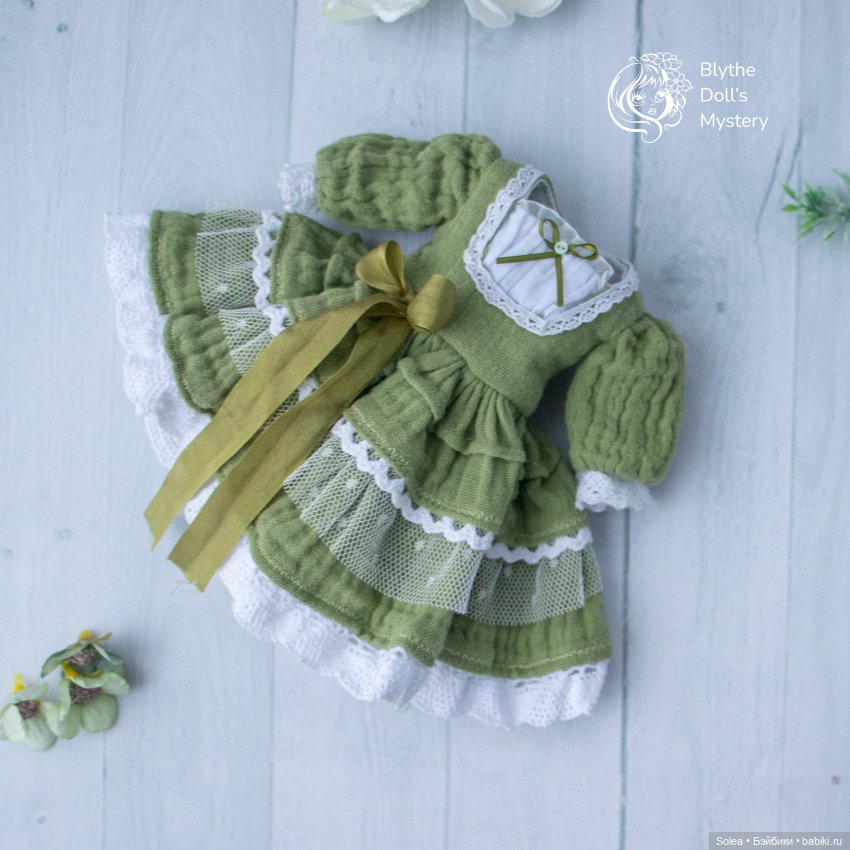 зеленое платье для куклы