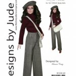 Выкройка PDF в натуральную величину / широкие брюки, водолазка, кепка и сумка для куклы Тоннер 40 см