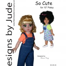 Выкройка PDF в натуральную величину / футболка, комбинезон (брюки + юбка) для куклы Патси (Patsy) То