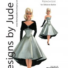 Выкройка PDF в натуральную величину / платье, перчатки и палантин для куклы Барби Силкстоун