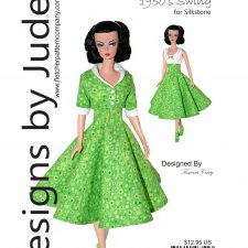 Выкройка PDF в натуральную величину / платье и жакет в стиле 1950-х для куклы Барби Силкстоун