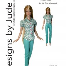 Выкройка PDF в натуральную величину / блузка и узкие брюки для куклы Тайлер Тоннер 40 см