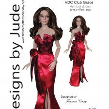 Выкройка PDF в натуральную величину / облегающее платье с разрезом для кукол Тоннер 40 см