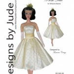 Выкройка PDF в натуральную величину / платье с поясом-кушаком и перчатками для куклы Барби Силкстоун