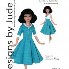 Выкройка PDF в натуральную величину / платье и жакет в стиле 1950-х для куклы Элловайн Тоннер 40 см