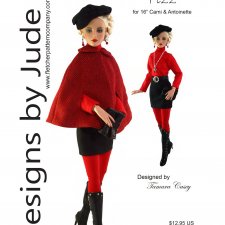 Выкройка PDF в натуральную величину / накидка, водолазка, юбка для кукол Ками Антуанетта Тоннер 40см