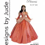 Выкройка PDF в натуральную величину / исторический наряд в придворном стиле для куклы Тайлер 40 см