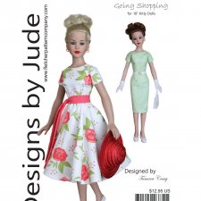Выкройка PDF в натуральную величину / платье (два варианта юбки) для куклы Kitty Collier Тоннер 46см