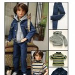 Выкройка PDF в натуральную величину / футболка, джинсы, свитшот, куртка для кукол Марли Тоннер 30 см