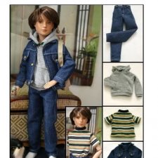 Выкройка PDF в натуральную величину / футболка, джинсы, свитшот, куртка для кукол Марли Тоннер 30 см