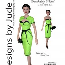 Выкройка PDF в натуральную величину / платье-футляр и болеро для кукол Тоннер RTB101 и похожих, 40см