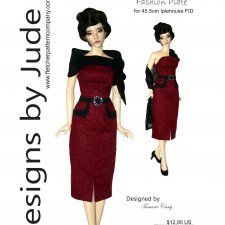 Выкройка PDF в натуральную величину / платье-футляр с карманами для куклы Iplehouse FID 45 см